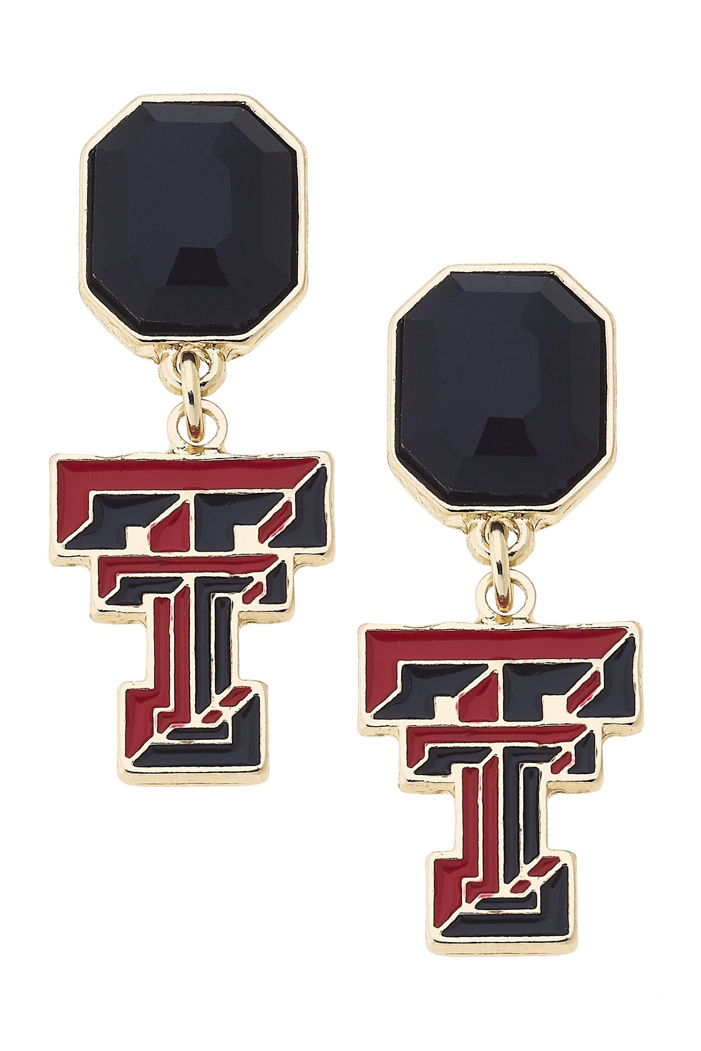 Texas Tech Red Rhinestone Enamel Earrings