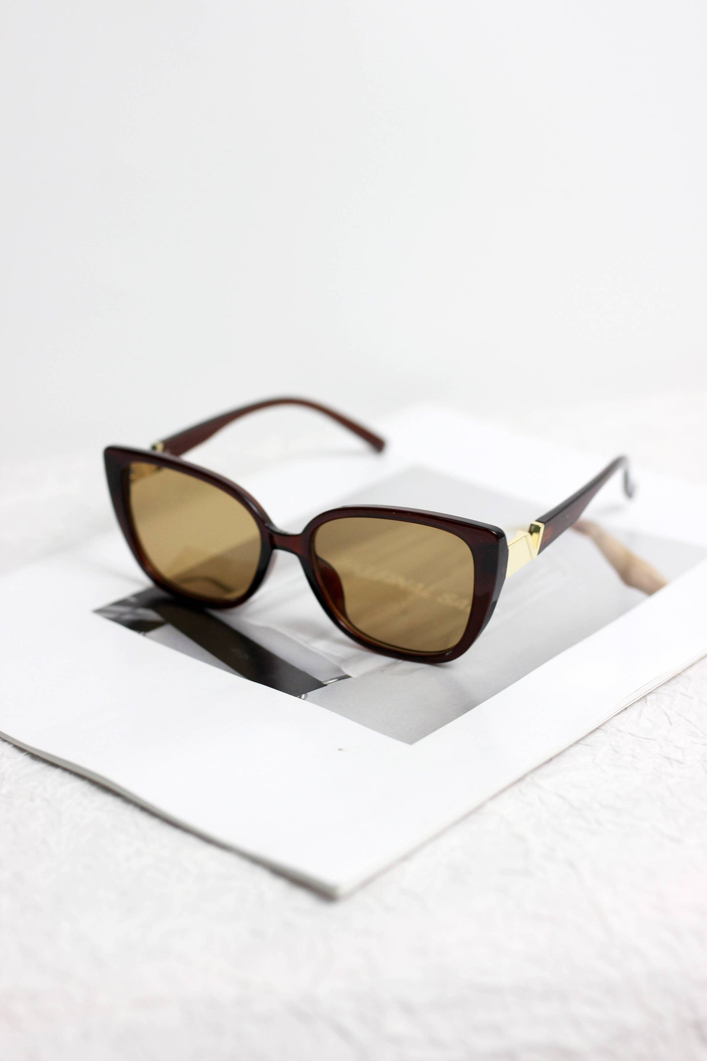 Cat-Eye Sunglasses with Metal Accent: Burgundy