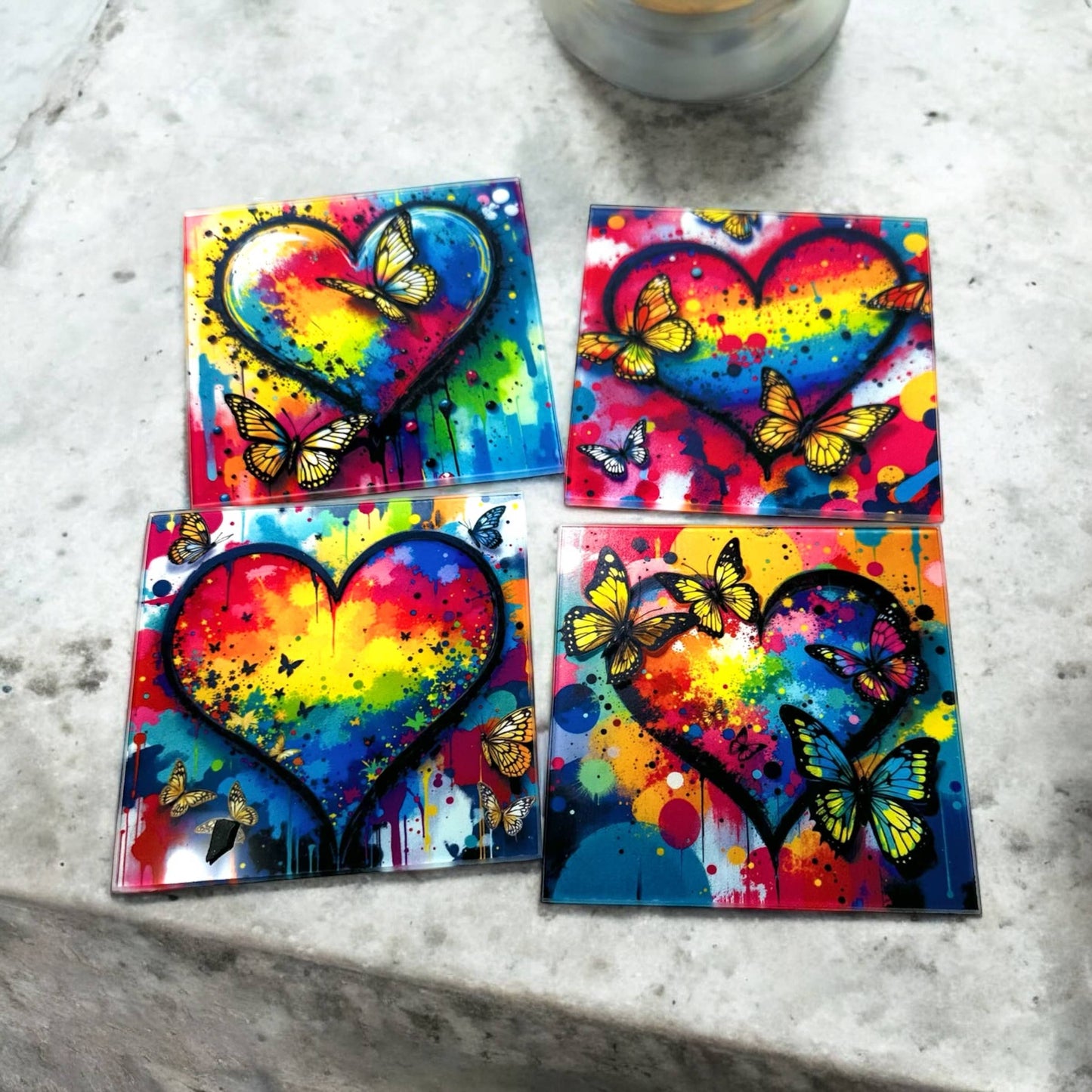 Graffiti Hearts All The Love Coaster Set