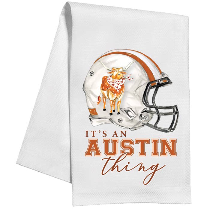 Austin Thing Helmet Burnt Orange Longhorn Kitchen Towel