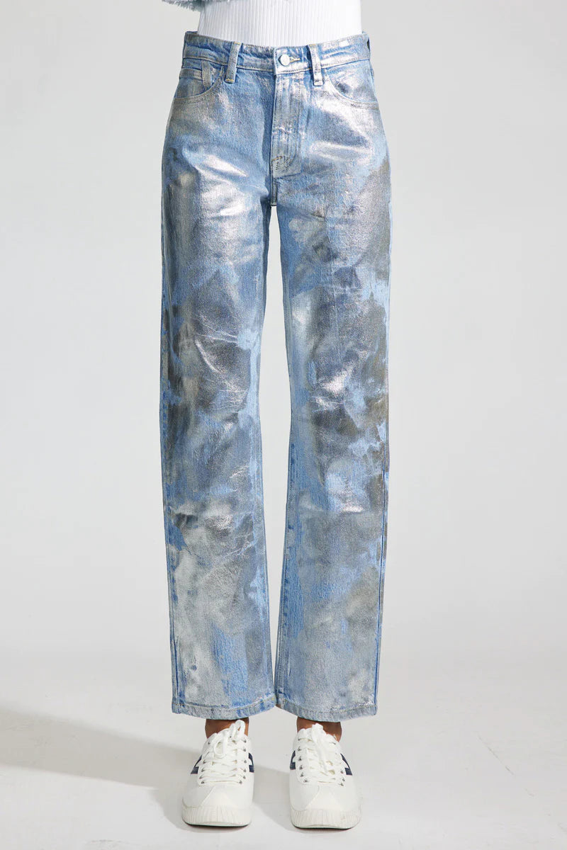 Kancan premier high rise straight Jeans Silver