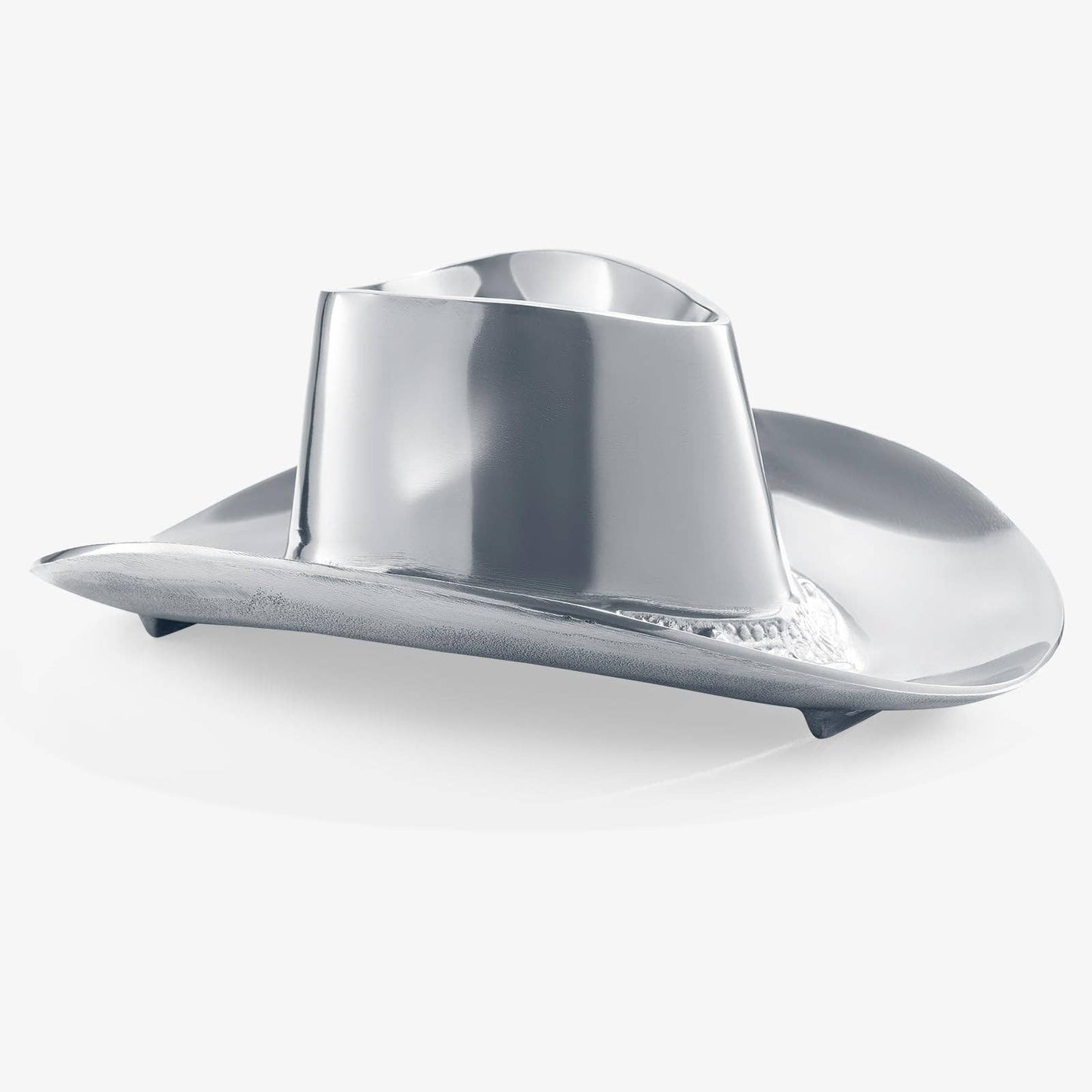 Western Cowboy Hat Chip & Dip Bowl – Silver Brass