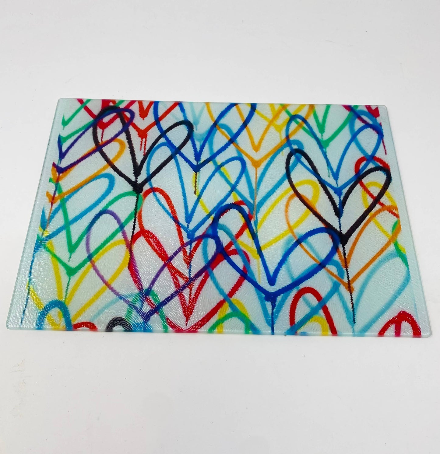Colorful Graffiti Hearts Cutting Board