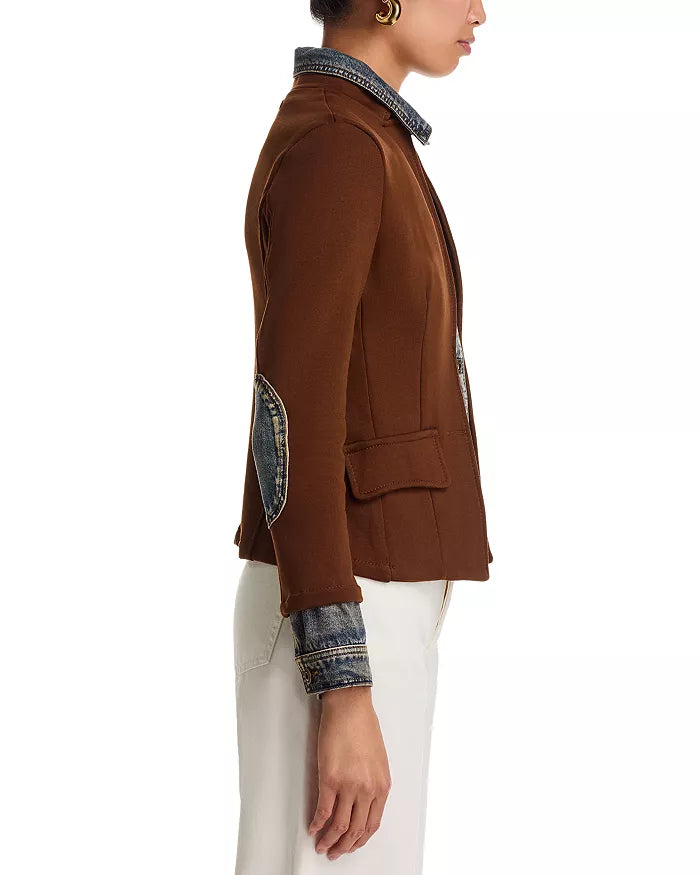 Mixed Media Denim Jacket Clarissa Tobacco