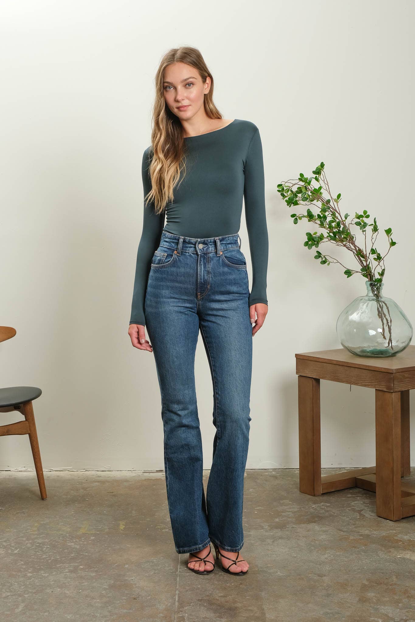 LONG SLEEVE FITTED TOP IVORY