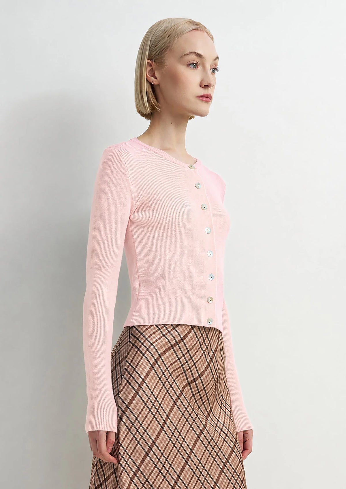 Beige Plaid Skirt