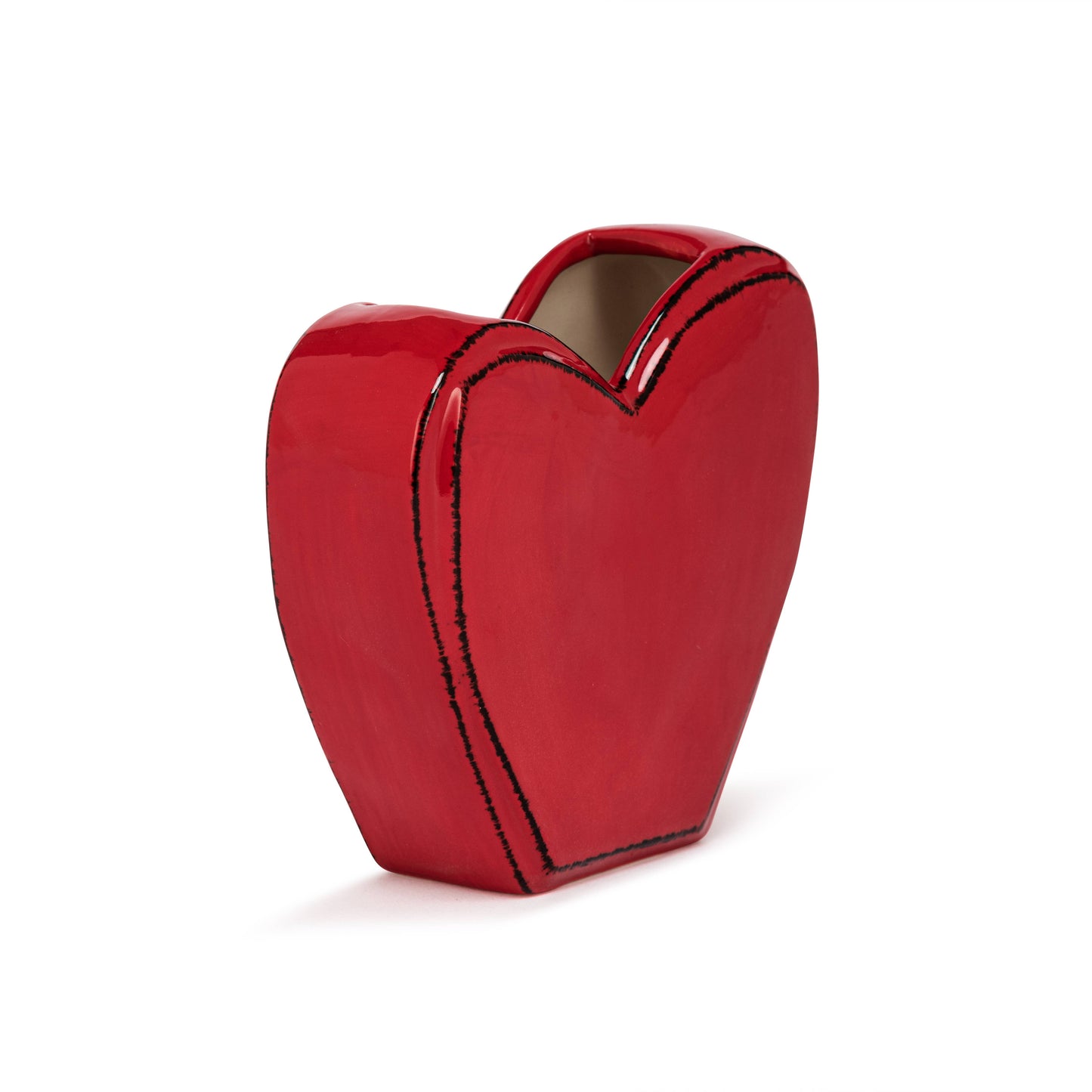 Red Heart Shaped Ceramic Vase