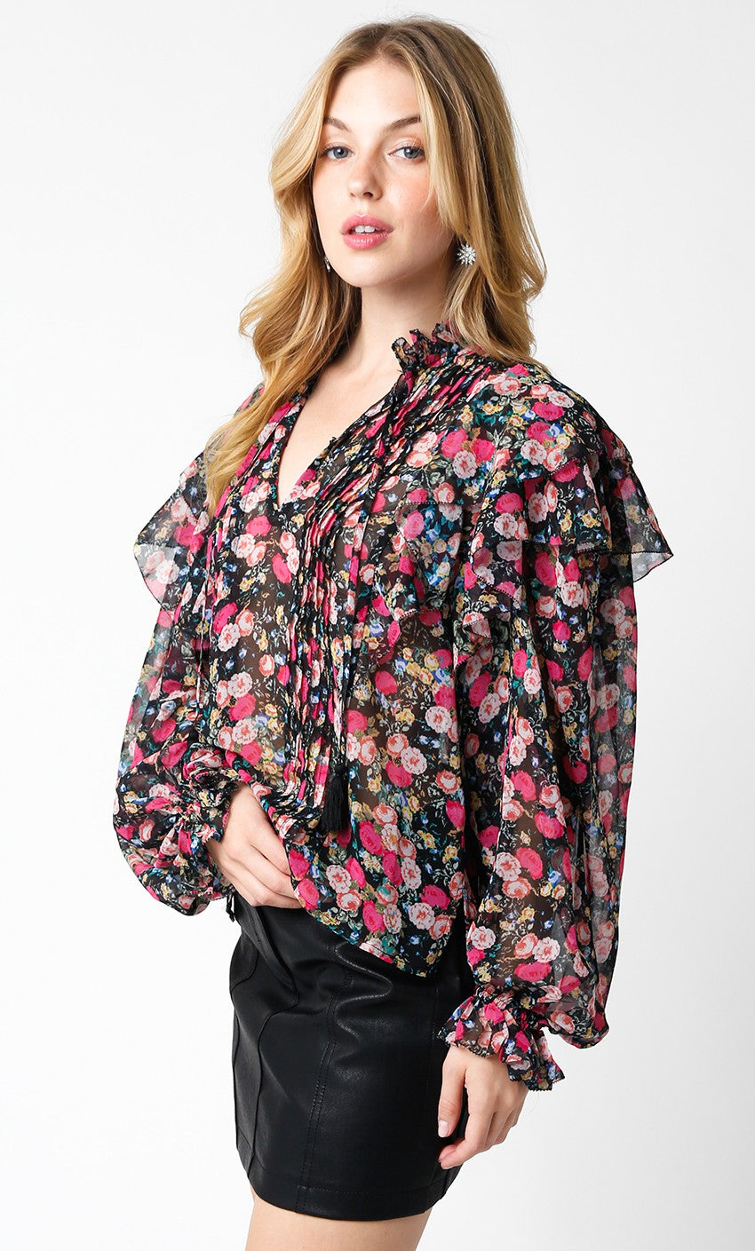 Floral Ruffle Fredda Top