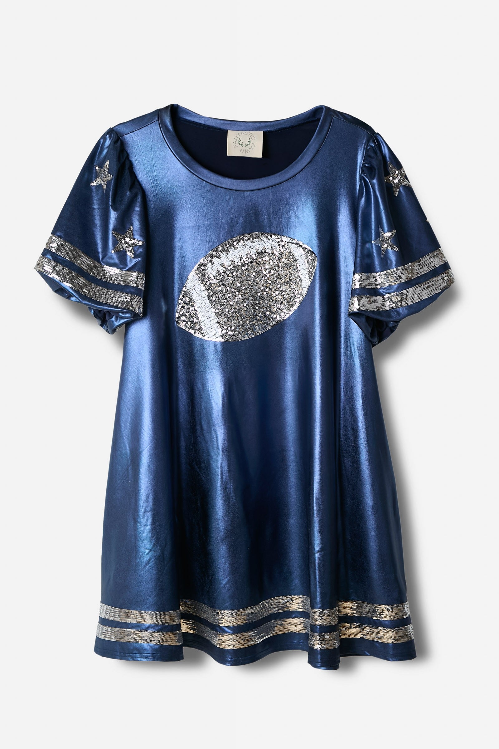 Sequins Football Short Puff Sleeve Mini Dress BLUE – Nikko Blu Boutique