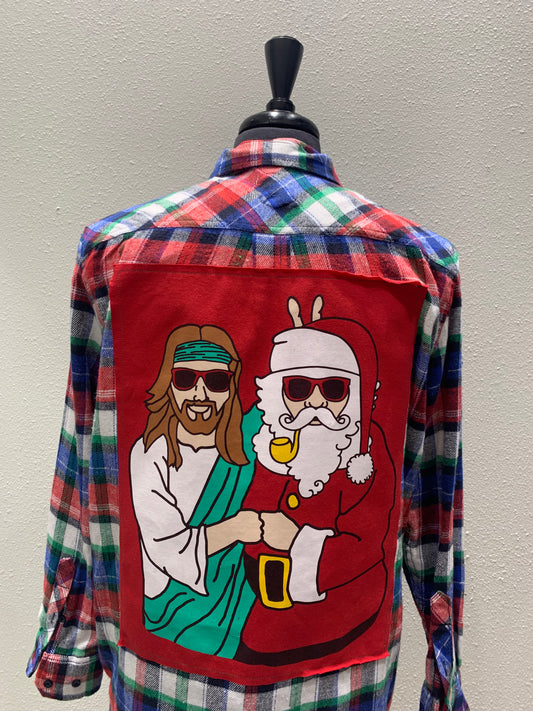 Vintage Repurposed Funny Christmas Flannel