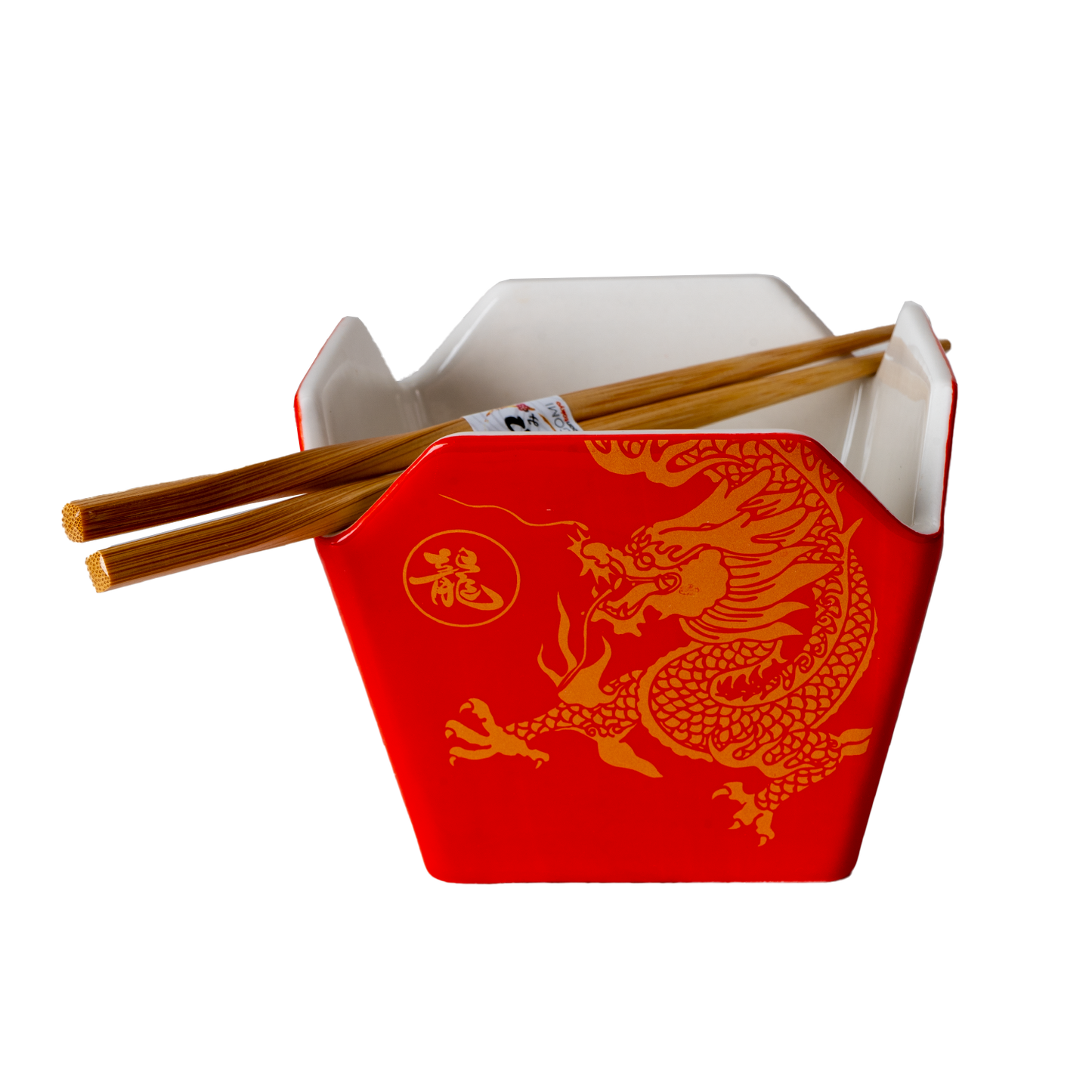 16oz 5"W x 4"H Takeout Box Serving Bowl With Chopsticks Dragon