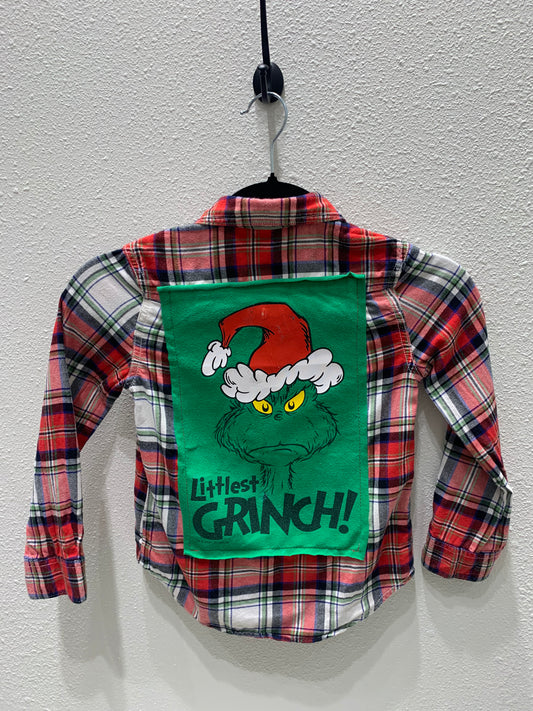 Vintage Repurposed Grinch Flannel