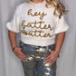 Queen of Sparkles Hey Batter Batter White and Gold Sweater
