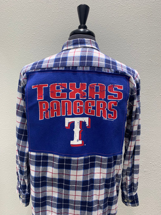 Vintage Repurposed Texas Rangers Flannel