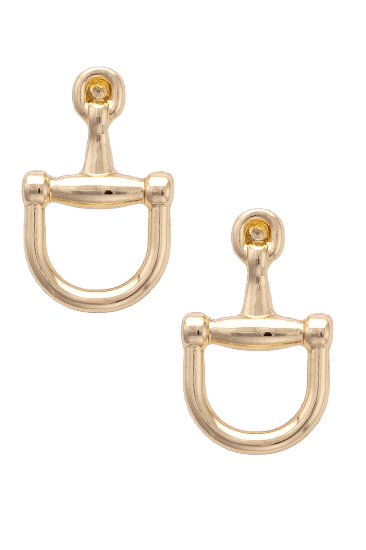 Cinnamon Horsebit Earrings in Shiny Gold