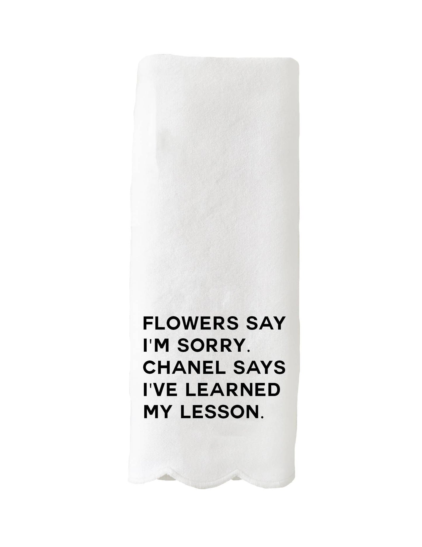 Scalloped Guest Towel - Flowers Say I'm Sorry