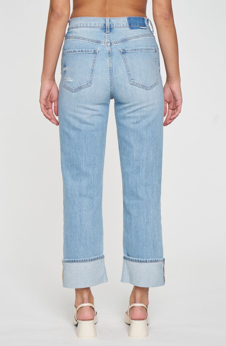 Sundaze High Waist Cuff Crop Straight Leg Jeans