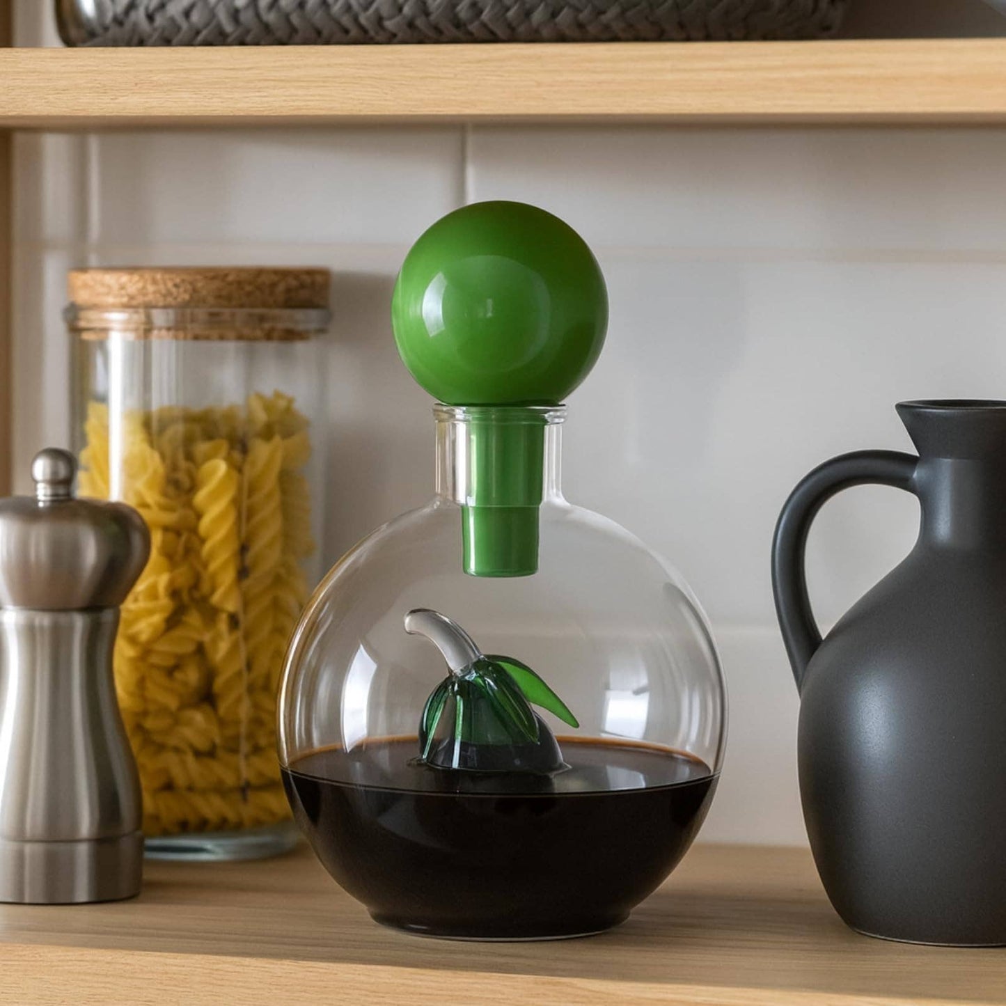 Olive Oil Dispenser Bottle 10oz Glass Cruet with Glass Olive