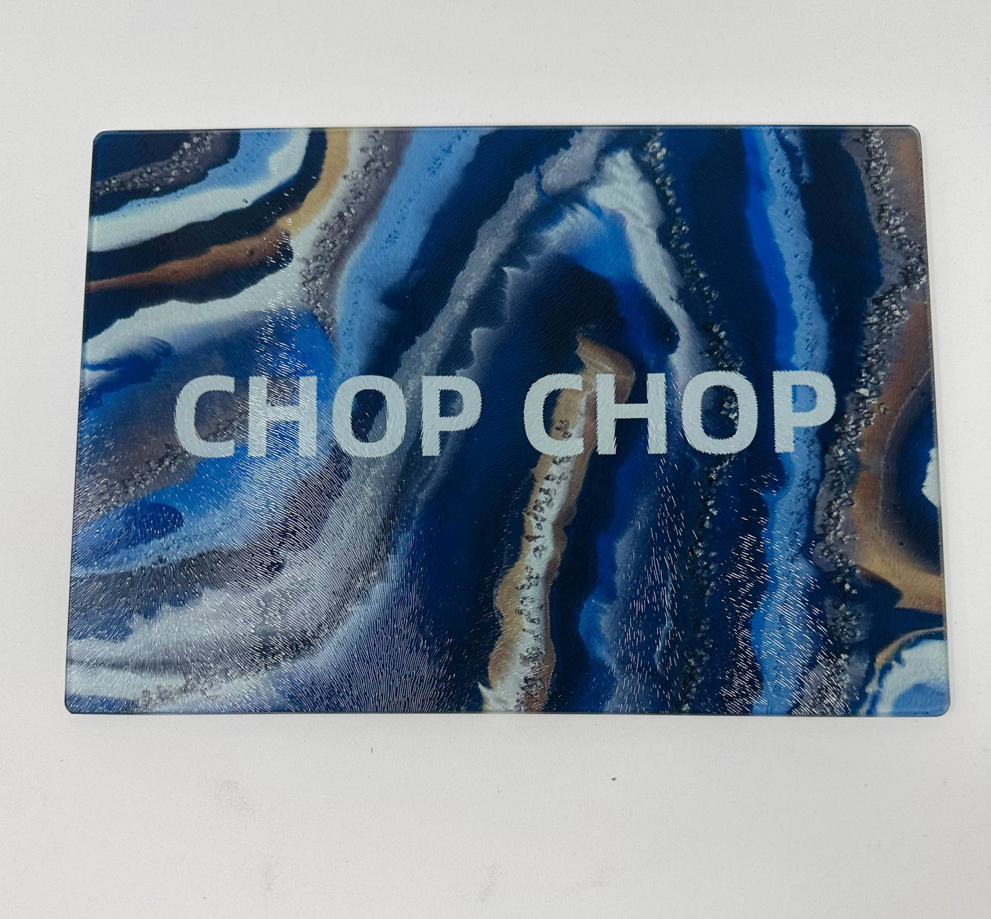 Chop Chop Blue Agate Glass Cutting Board