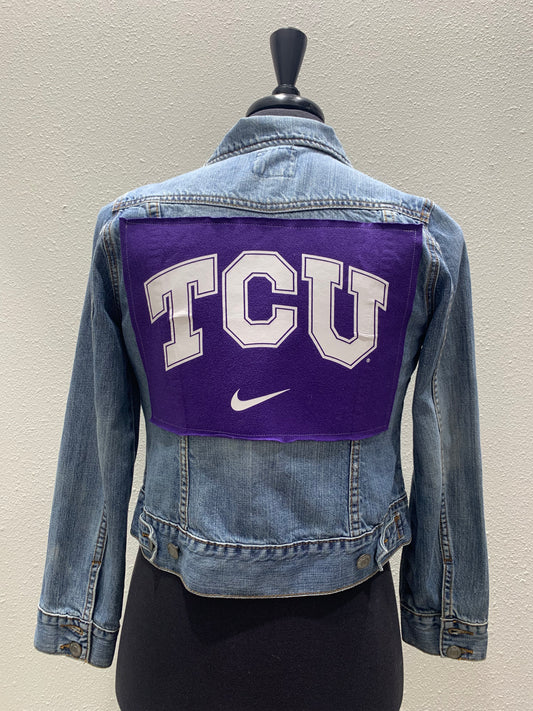 Vintage Repurposed TCU Jean Jacket