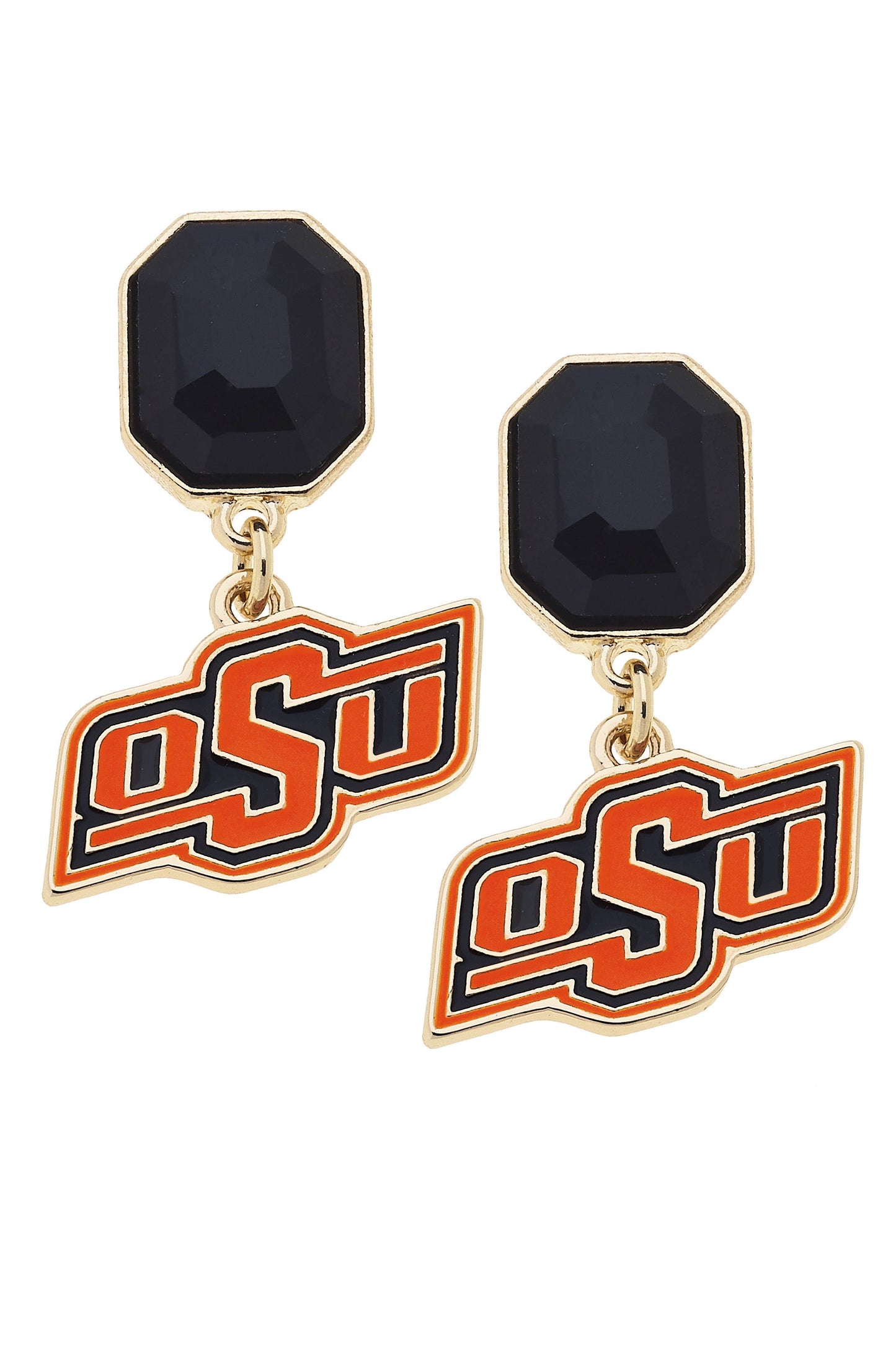 Oklahoma State Rhinestone Enamel Earrings