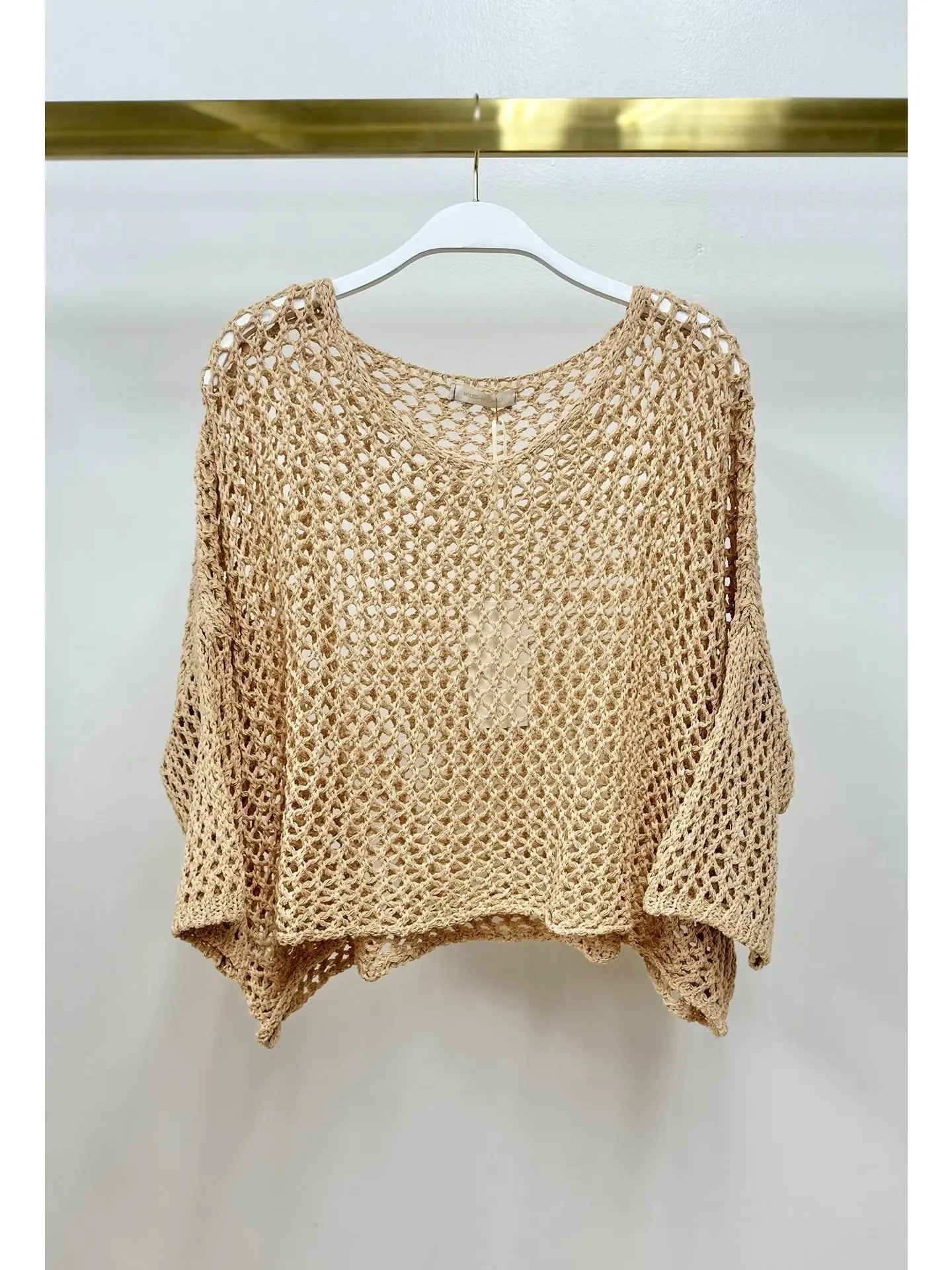 V-Neck Batwing Knit Crochet Top