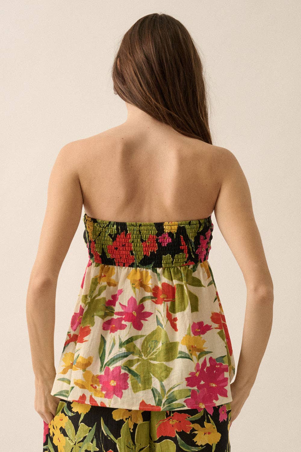 Two-Tone Floral Convertible Flyaway Halter Top