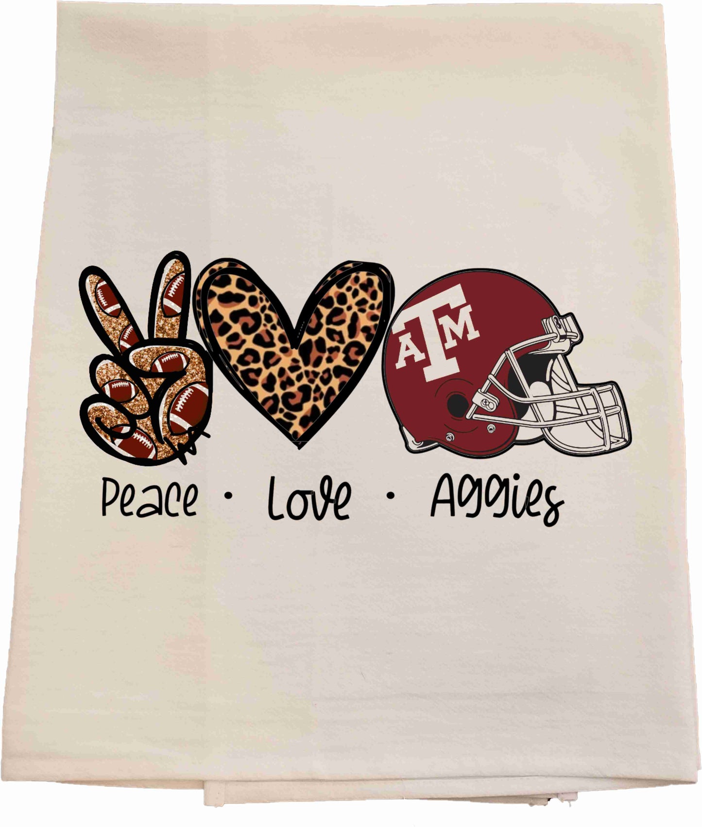 Aggie Peace Love Tea Towel