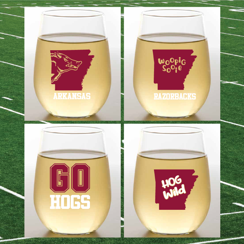 RAZORBACKS Unbreakable TRITAN Plastic Win Glasses: 2pk