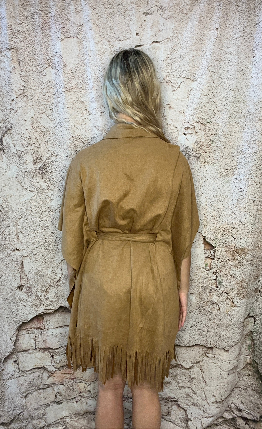 Faux Suede Poncho Coat