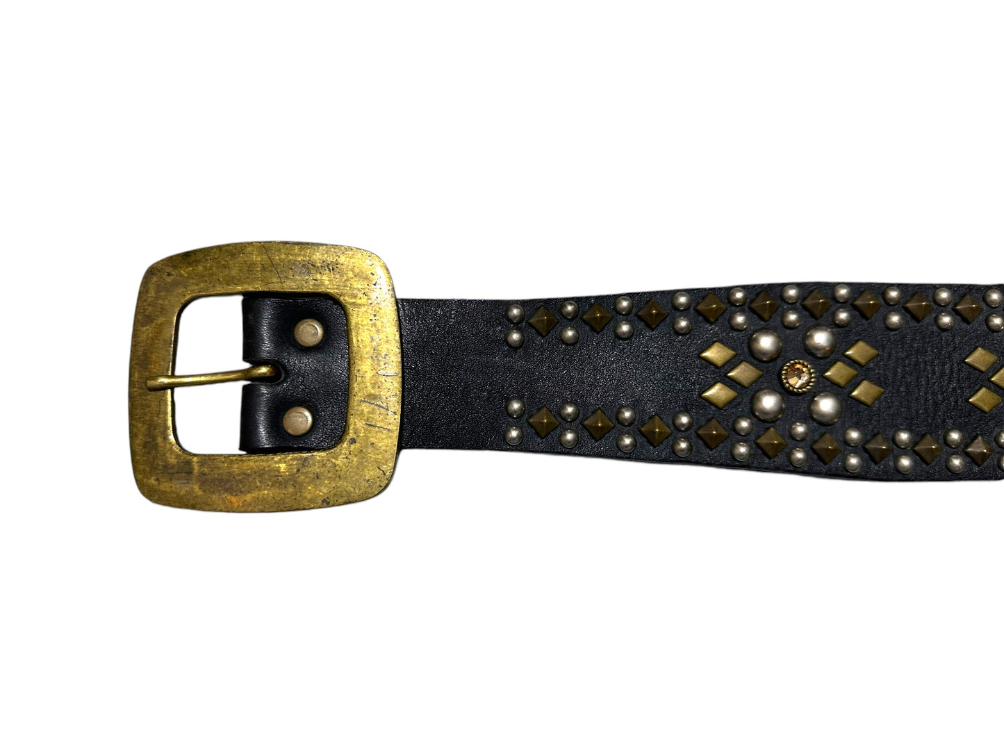 Black Metalic Grommeted Leather Belt