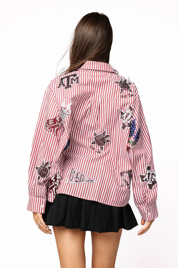 A&M Mini Icon Striped Button Down Queen of Sparkles