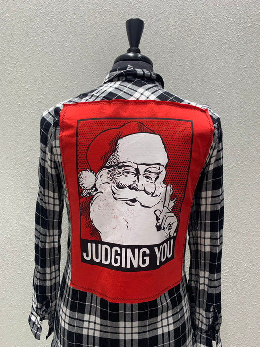 Vintage Repurposed I Love Santa Flannel