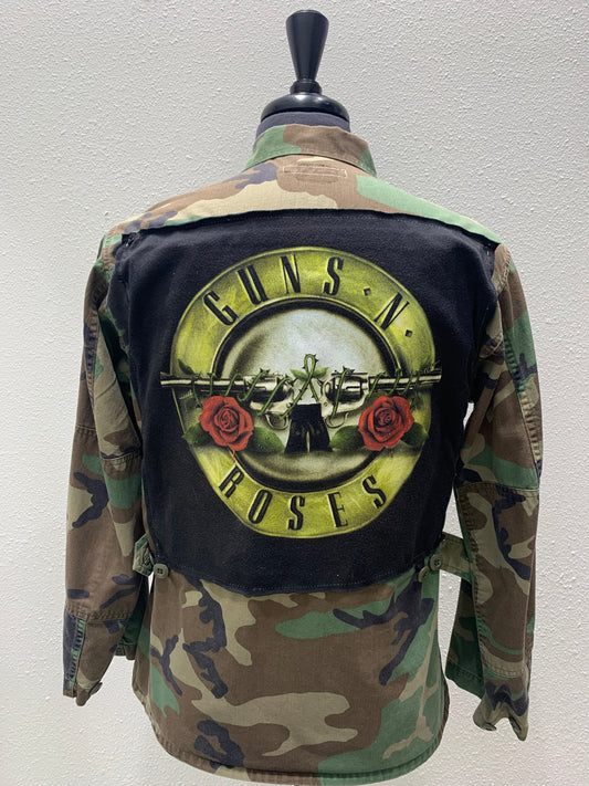 Vintage Repurposed Guns N Roses Military Jacket
