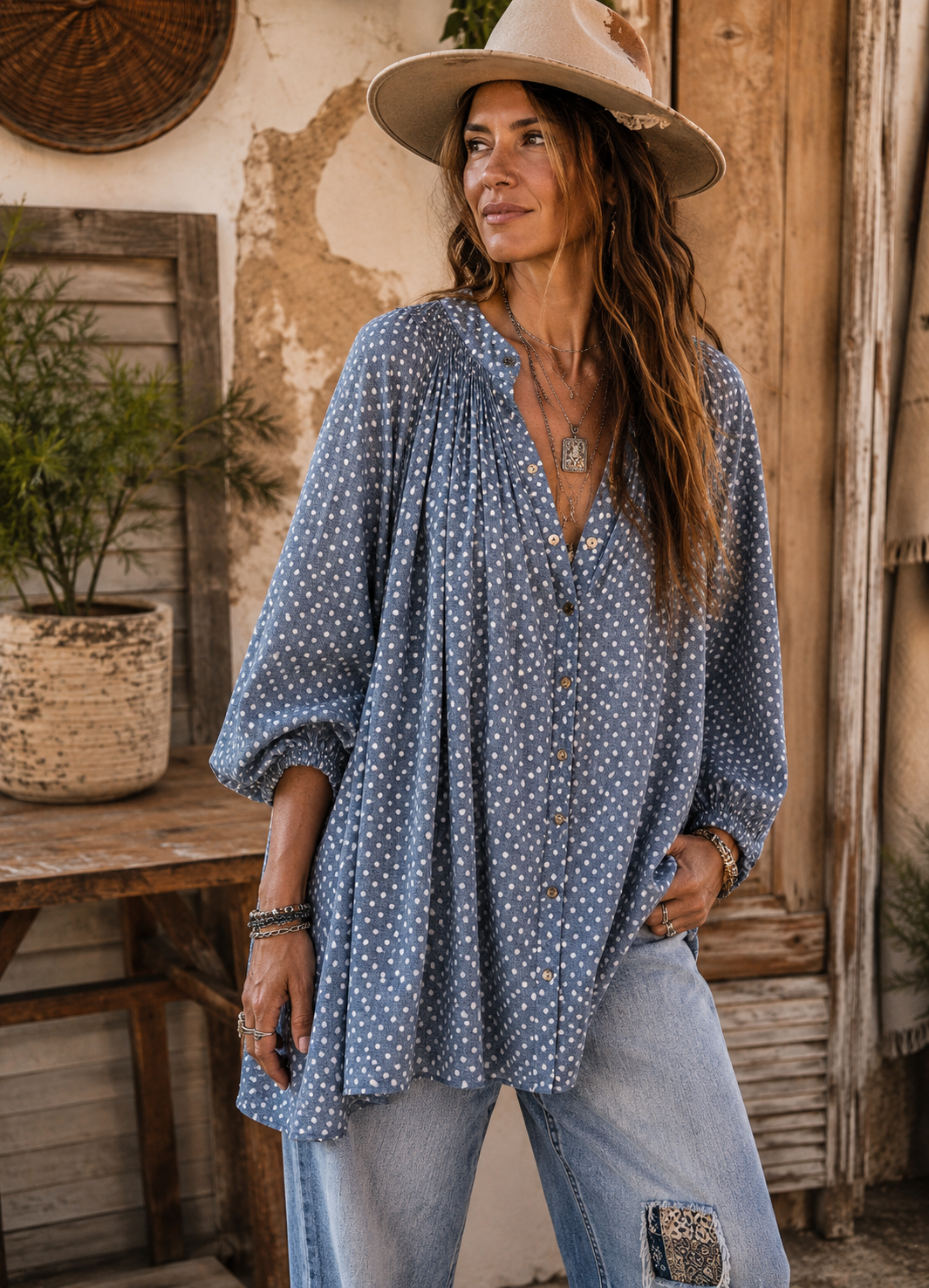Jaded Gypsy Sweet Nothings Top - Navy Dot