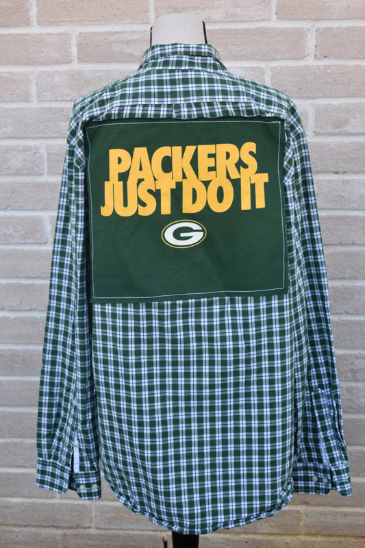 Vintage Repurposed Green Bay Packers Flannel