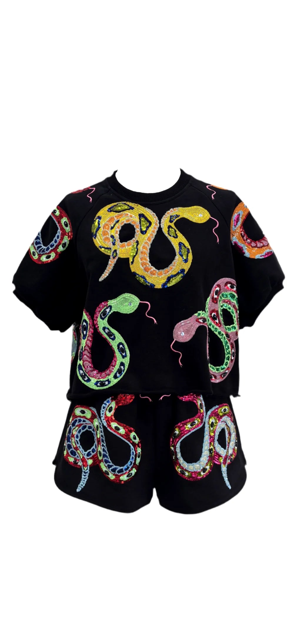 QOS Black Multi Snake Top