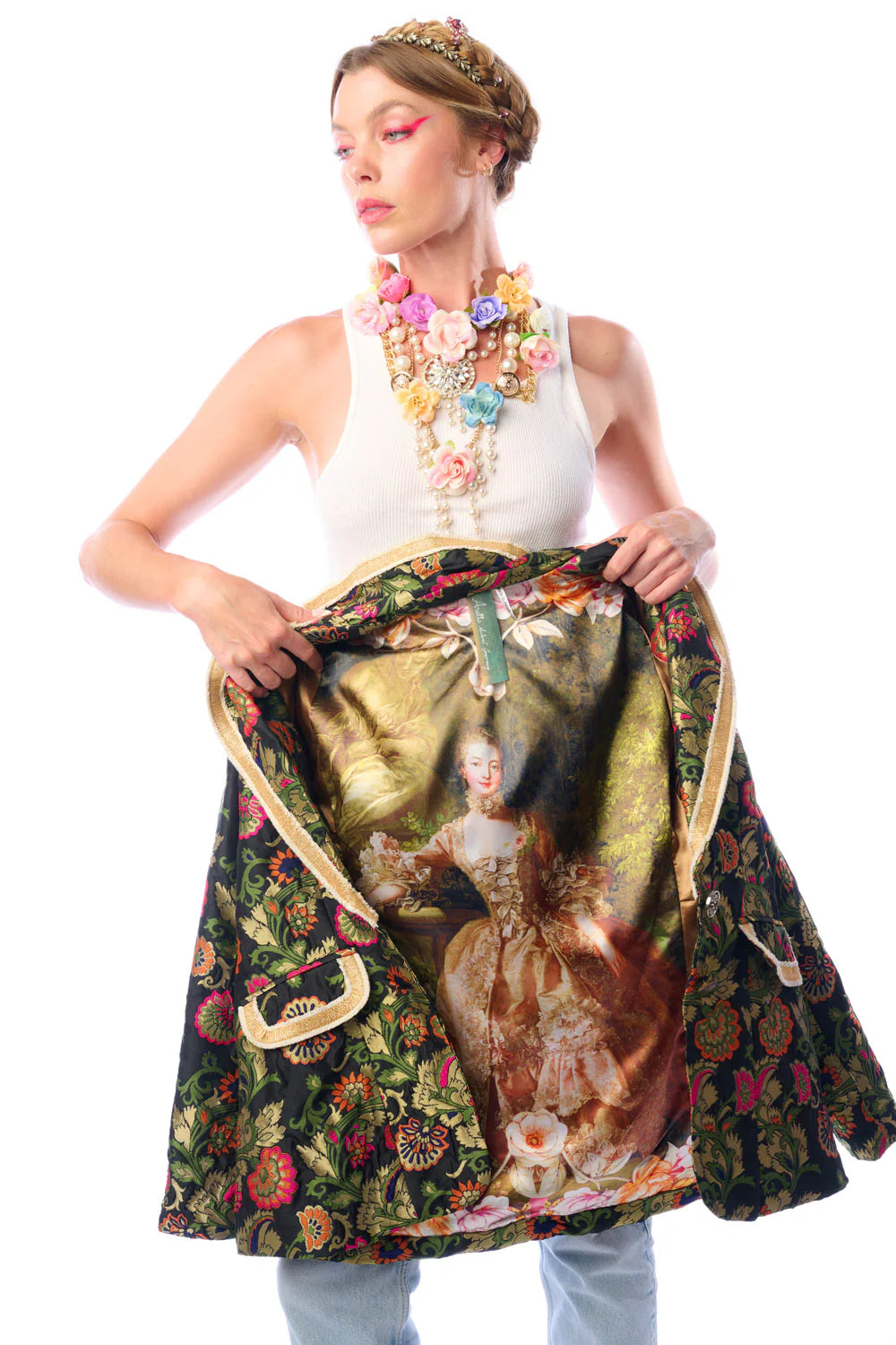 Renaissance Silk Jacquard Blazer- Black