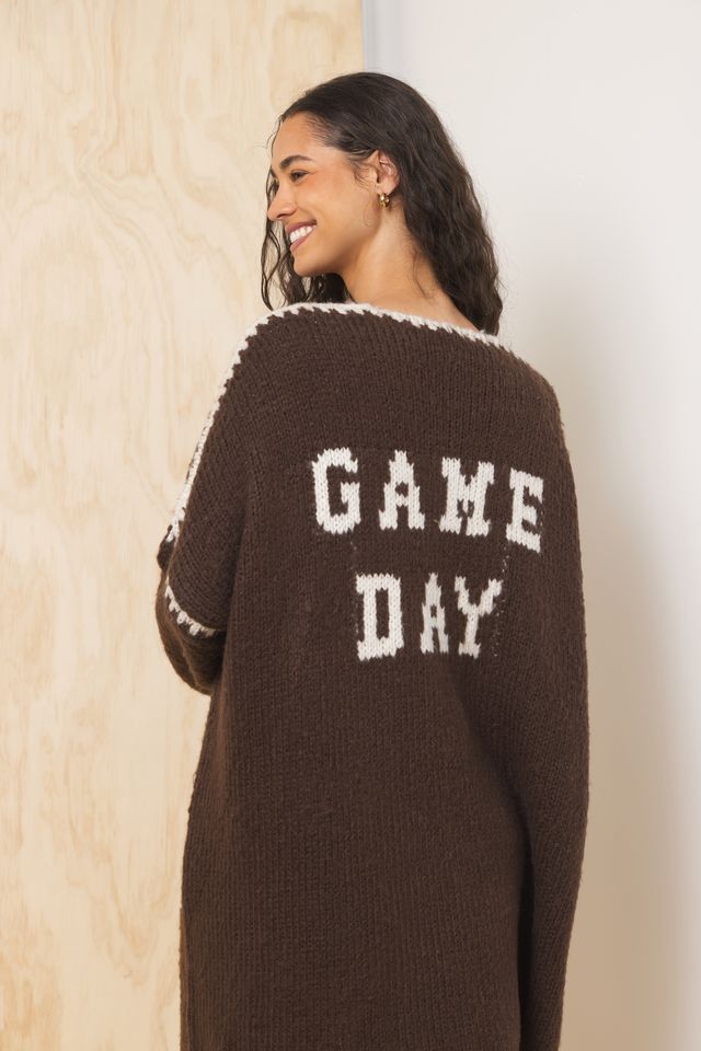 Brown and Cream Football Cardigan