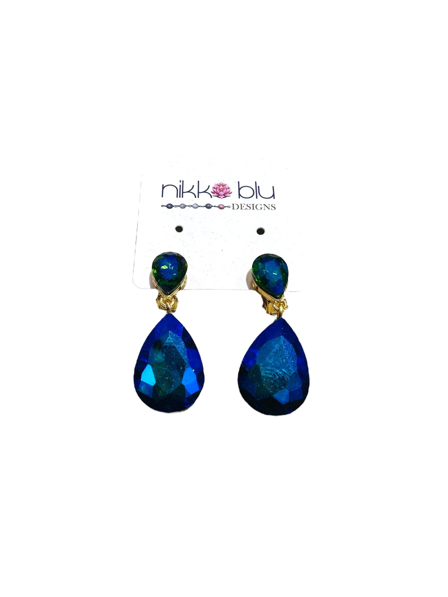 Clip on Blue Earrings