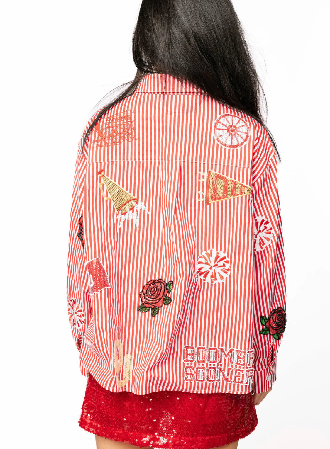 Oklahoma Mini Icon Striped Button Down Queen of Sparkles