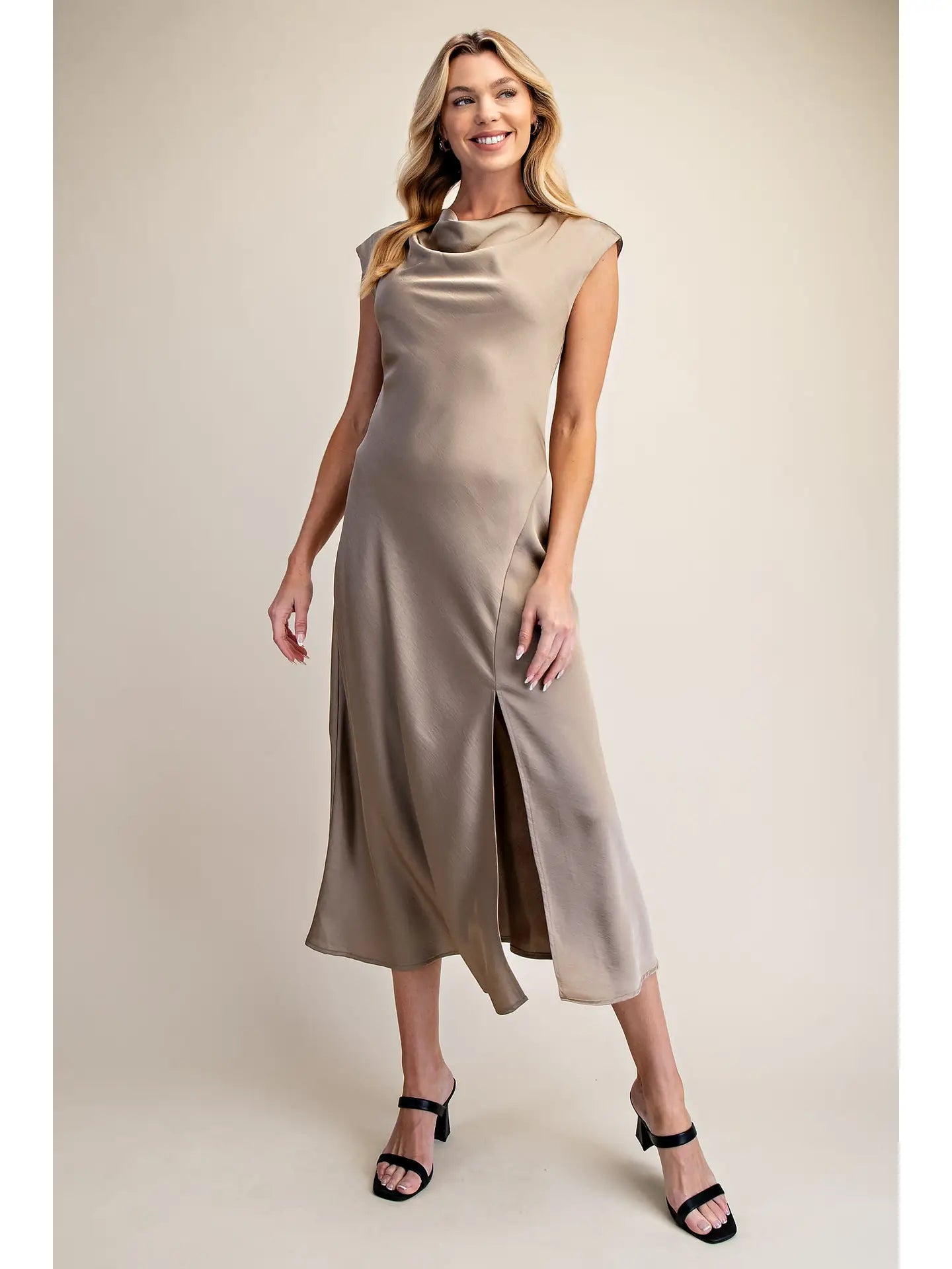 Mocha Cowl Neck Slip Dress medium