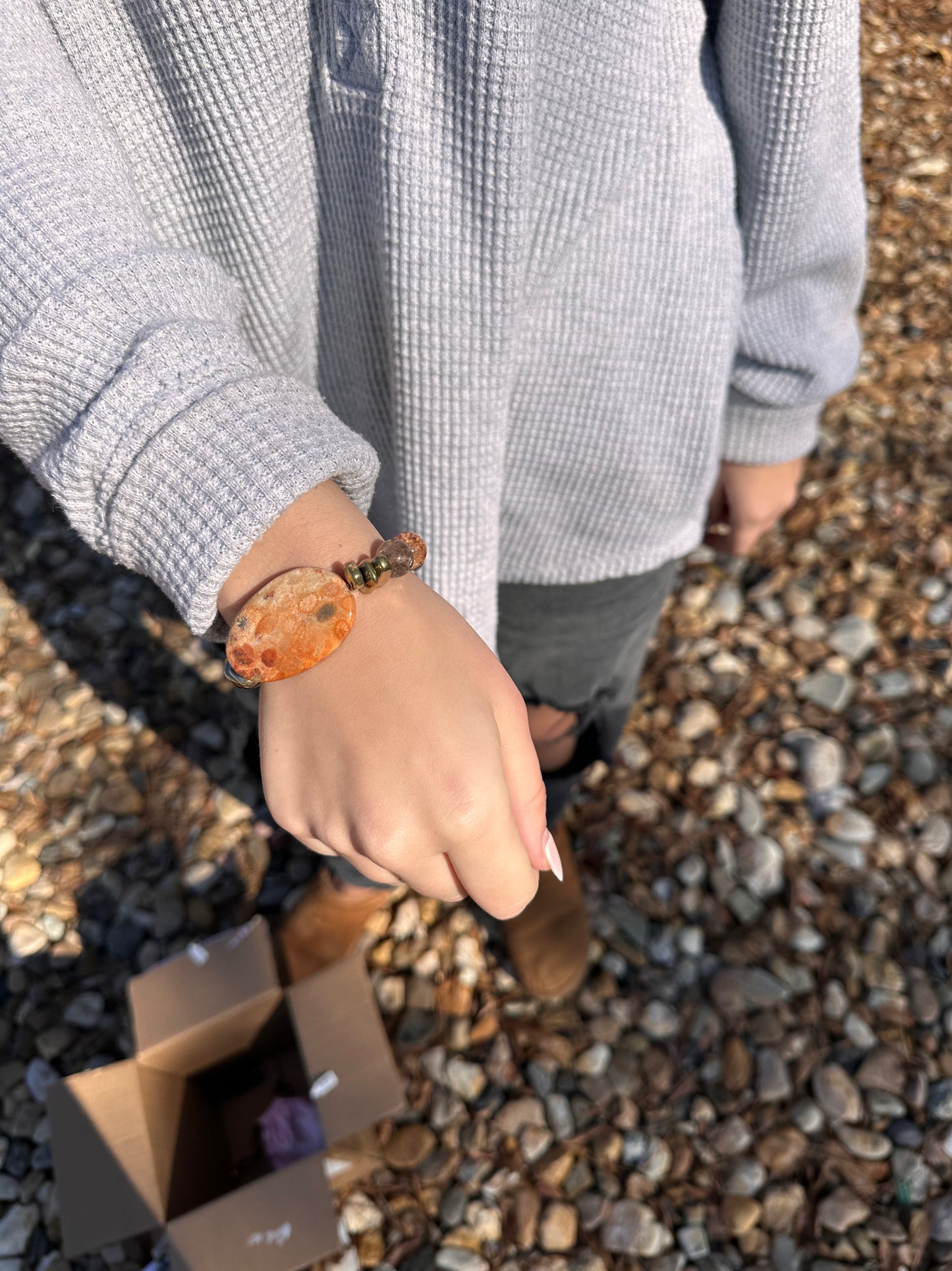 Fossilized Coral Statement Bracelet