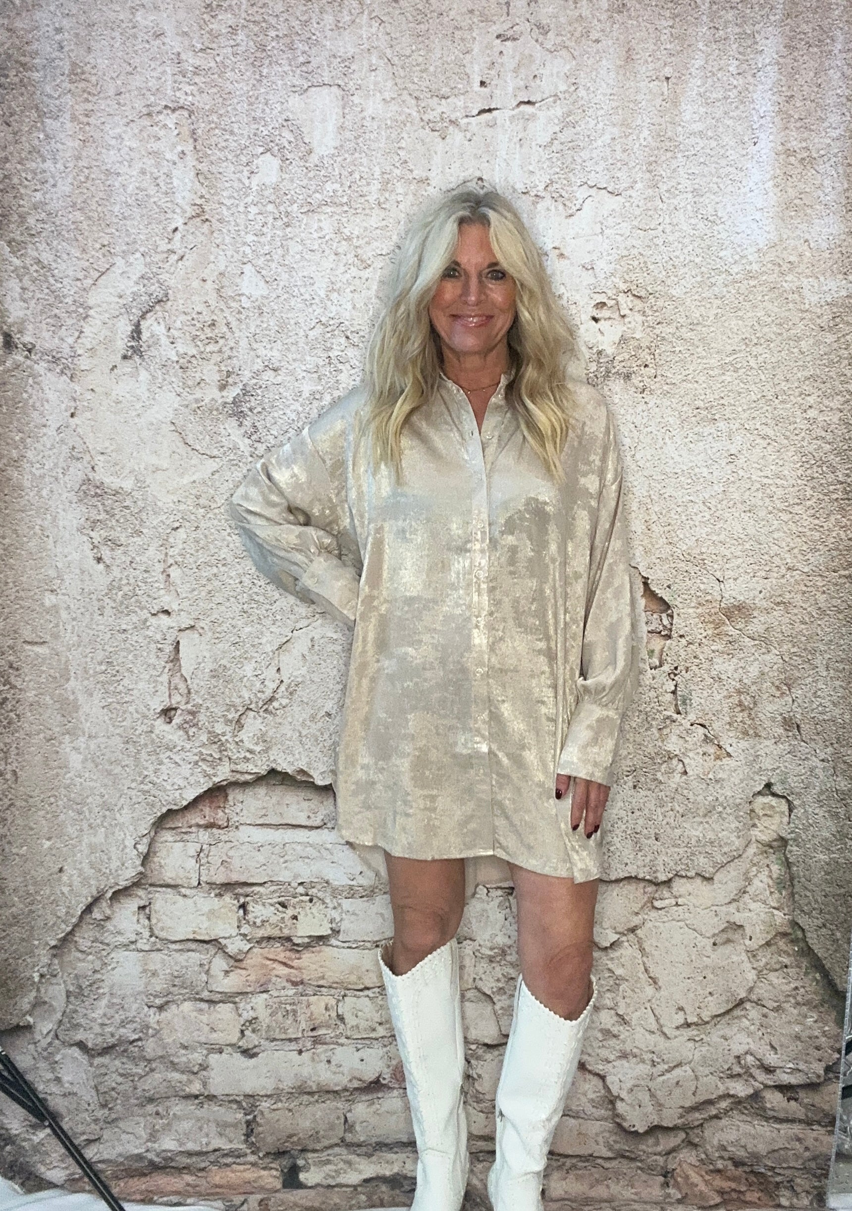 Champagne Shirt Dress medium