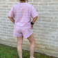 Queen of Sparkles Pink Rhinestone checkered shorts