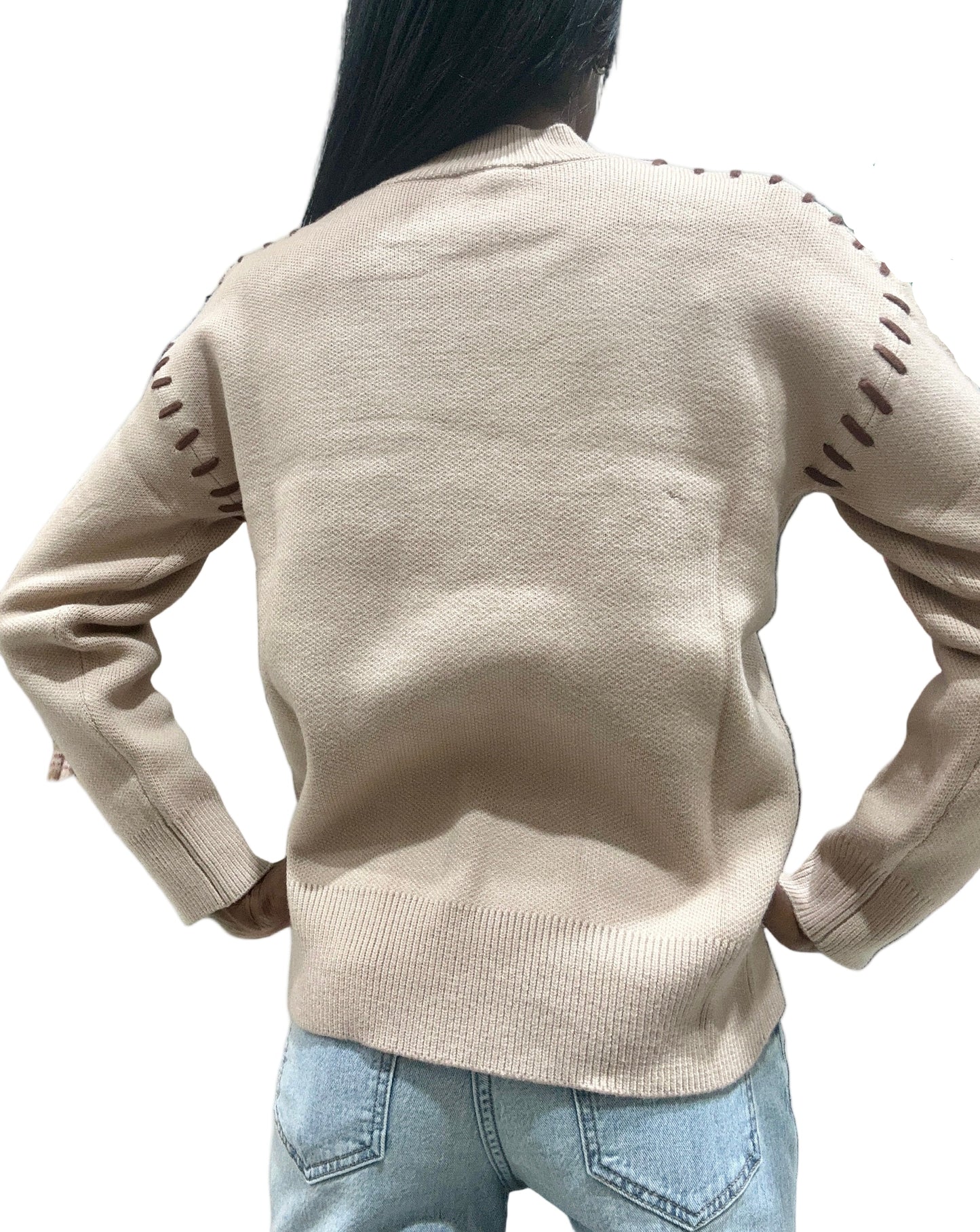 Brown and Cream Horse Sweater