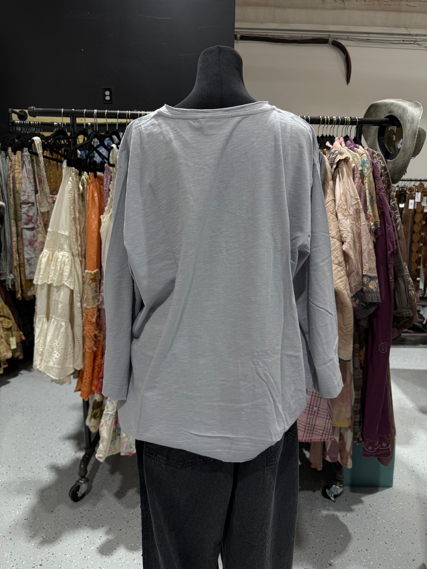 Paper Lace Lady in the Garden Top Grey