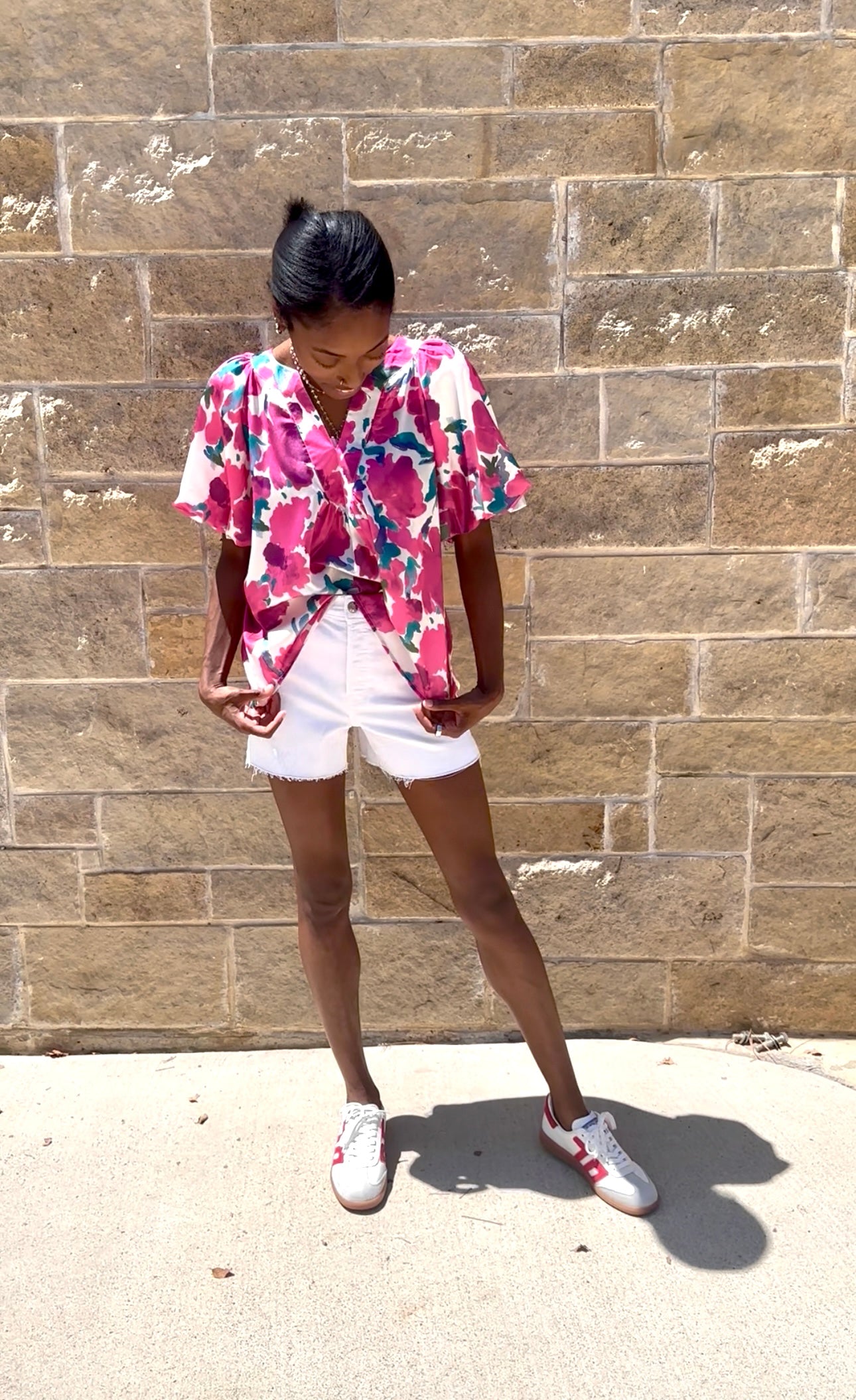 Fuchsia Balloon Sleeve Top