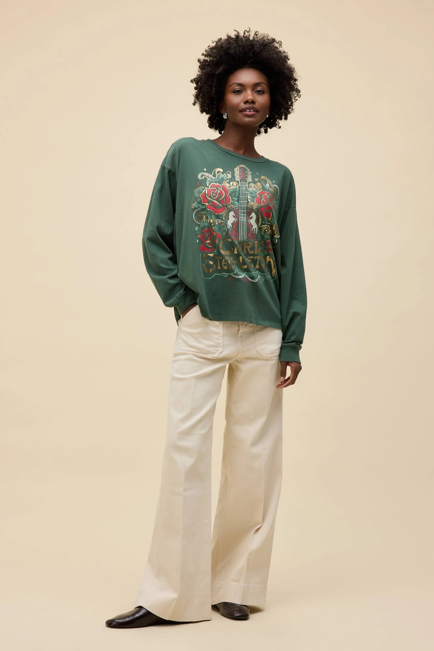 Chris Stapleton Guitar & Roses Merch Long Sleeve