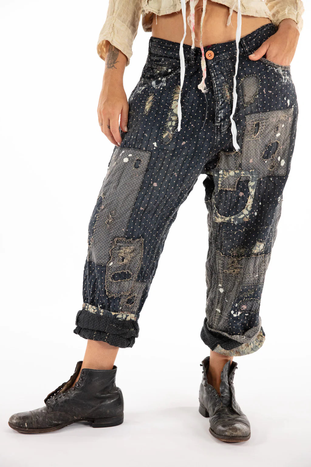 Magnolia Pearl PANTS 495-COSSE-OS  Dot and Floral Miners Pants